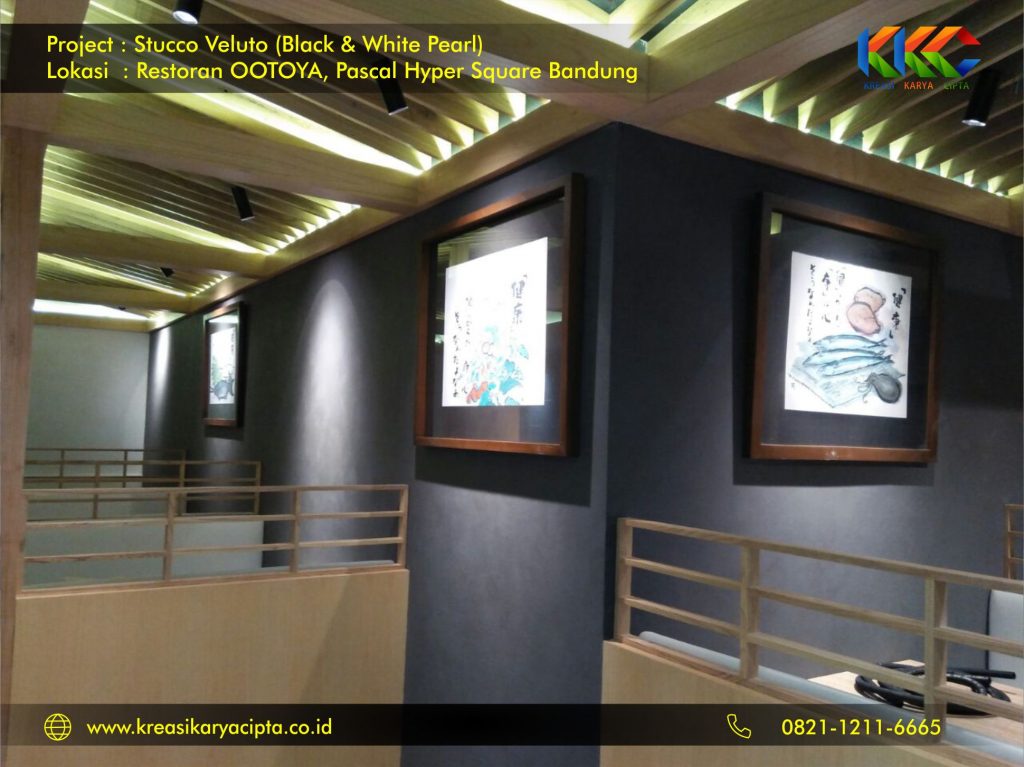 Project Cat Stucco Veluto White and Black Pearl Restoran OOTOYA Pascal Hyper Square Bandung 4