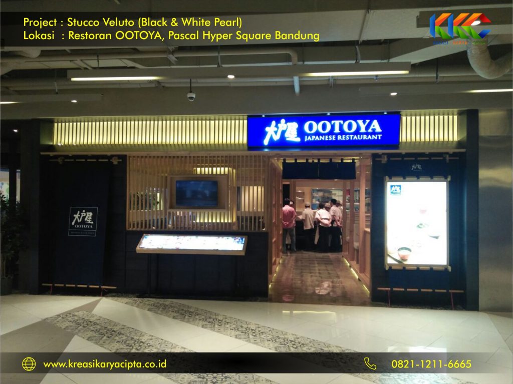 Project Cat Stucco Veluto White and Black Pearl Restoran OOTOYA Pascal Hyper Square Bandung 3