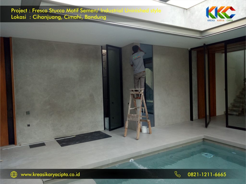 project fresco stucco motif semen industrial unfinished style bandung