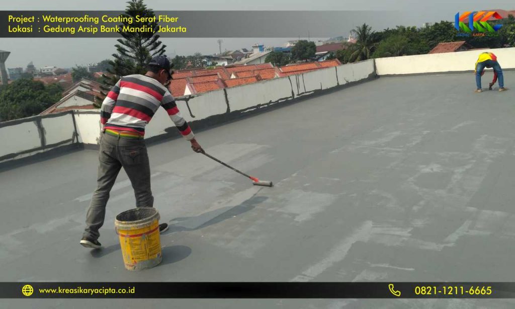 waterproofing coating serat fiber gedung arsip bank mandiri 1