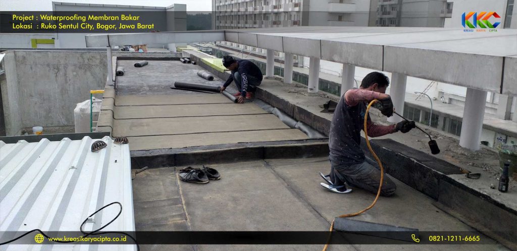 waterproofing membran bakar ruko sentul city 3